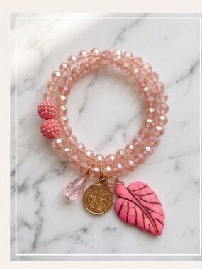 Catholic Rosary Pink Wrap Bracelet With A Saint Benedict Medallion NWOT
Girls